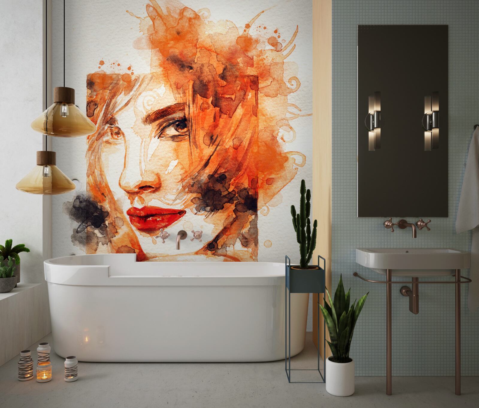 Fotobehang vrouw in herfstkleuren