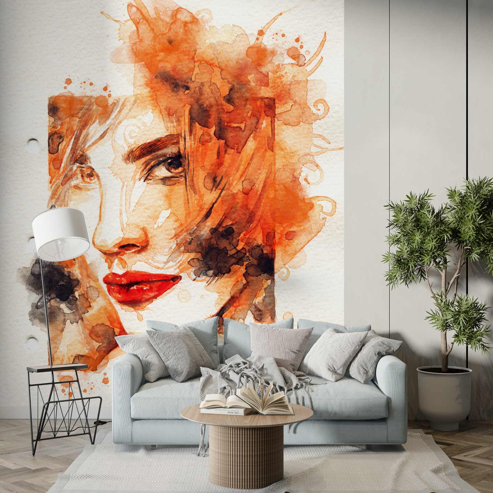 Fotobehang vrouw in herfstkleuren