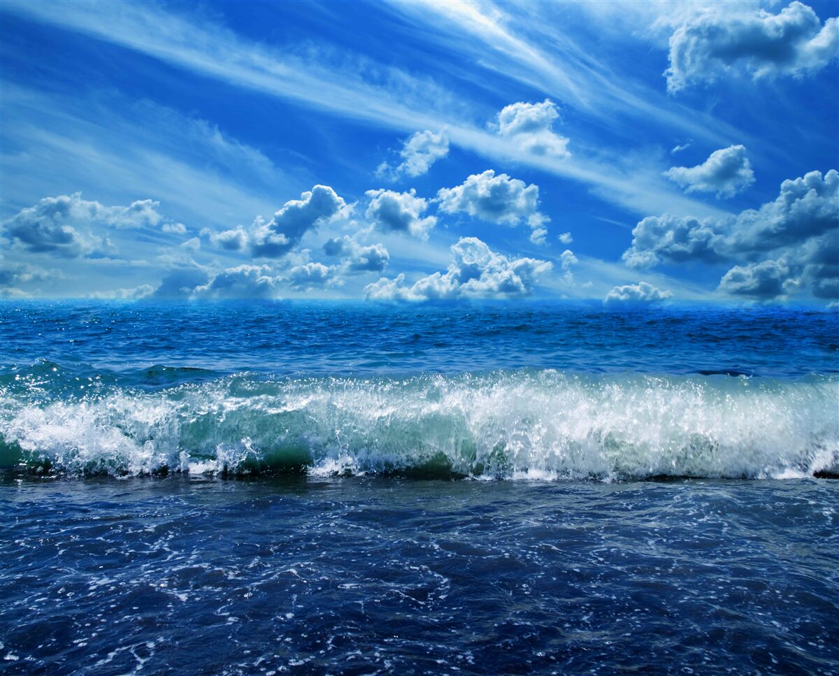 Fotobehang turbulent blauw water ruimte
