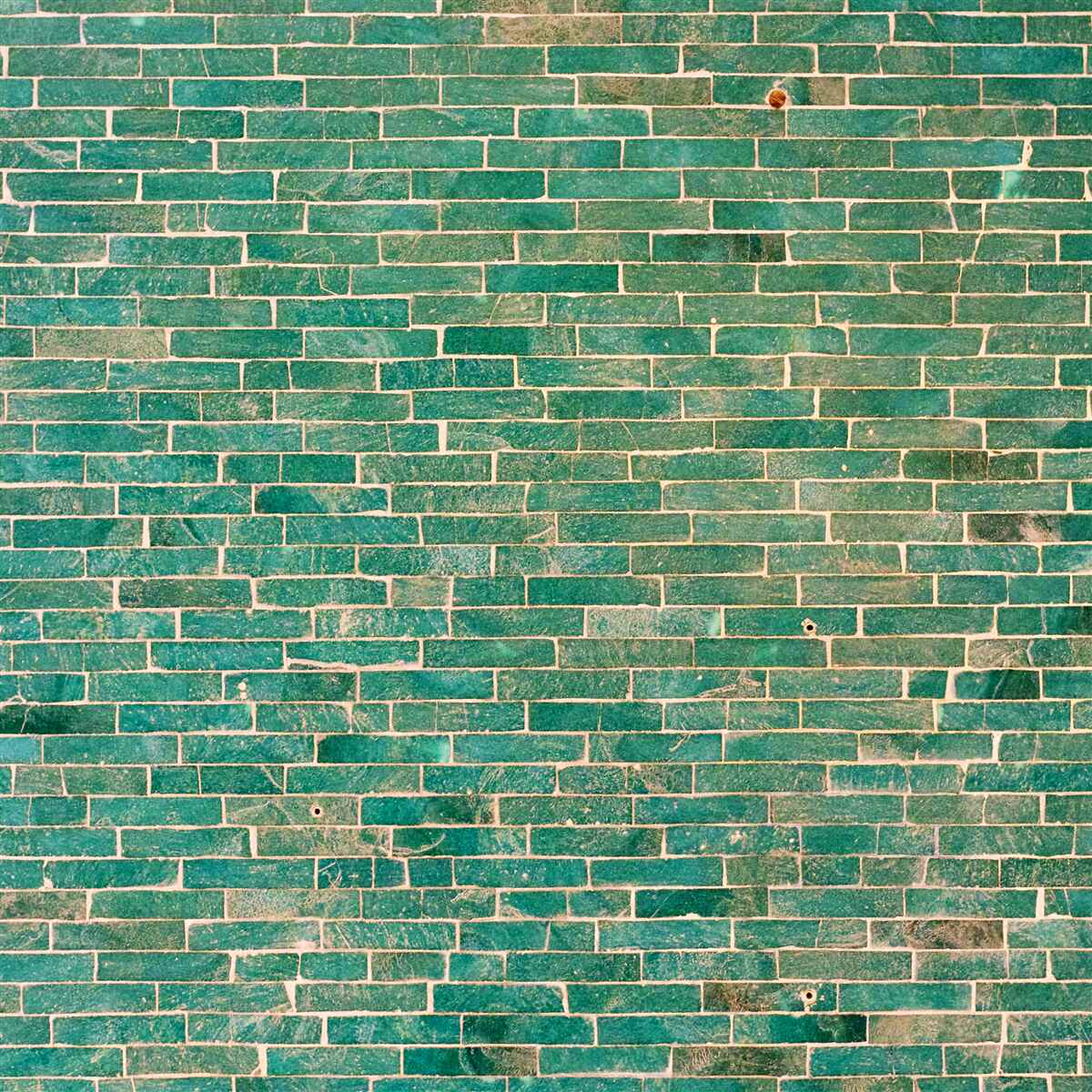 Fotobehang Bakstenen muur groen geschilderd