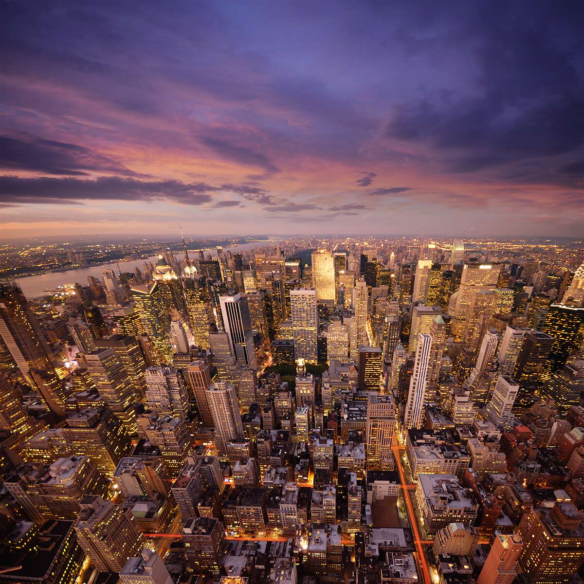 Fotobehang onmetelijke wolkenkrabbers van een gigantische stad