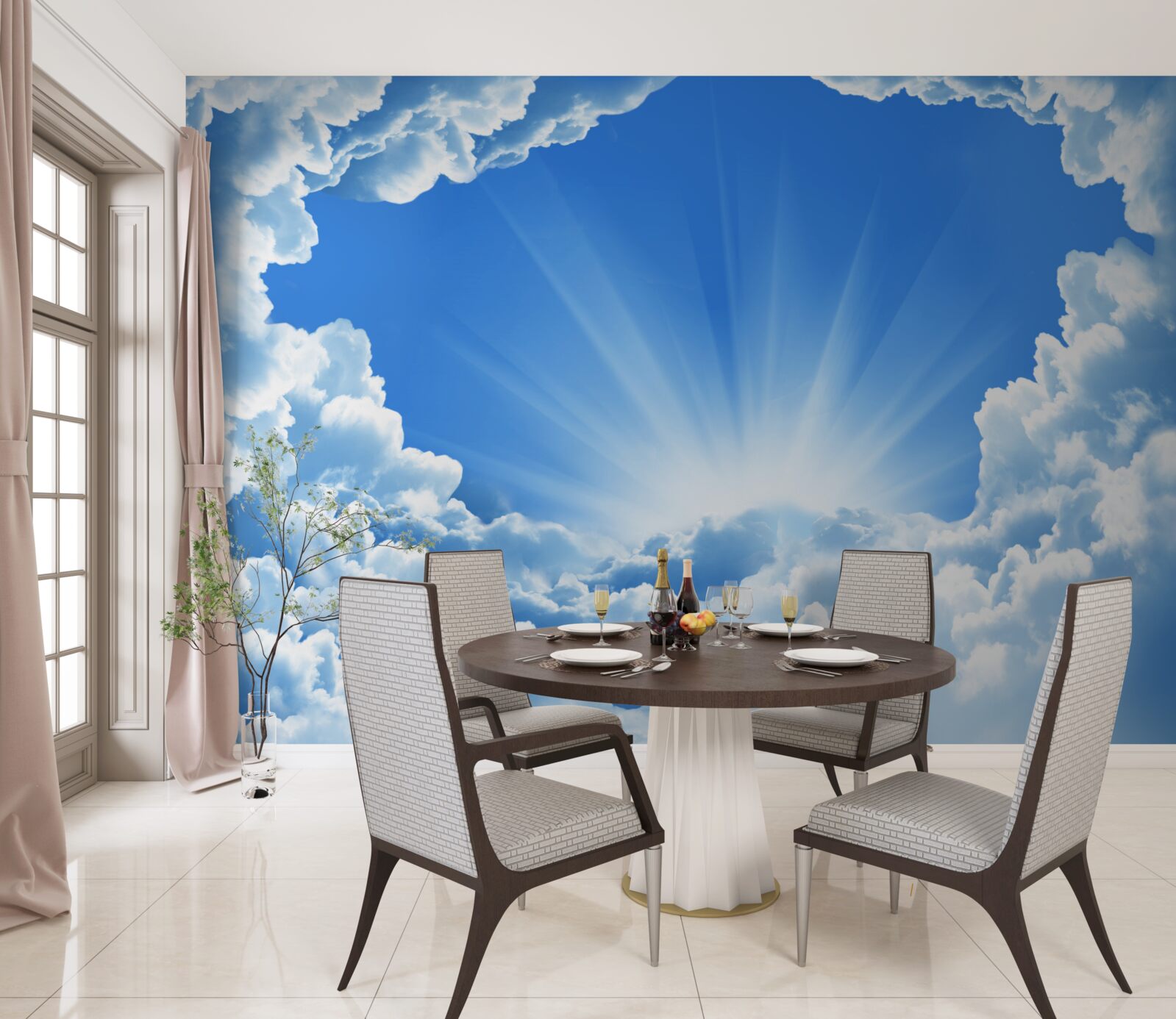 Fotobehang ochtendschemering achter de wolken