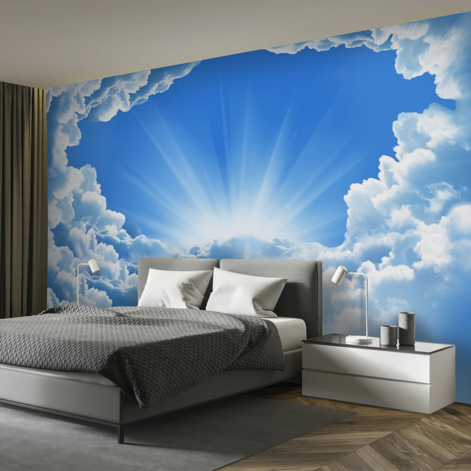 Fotobehang ochtendschemering achter de wolken