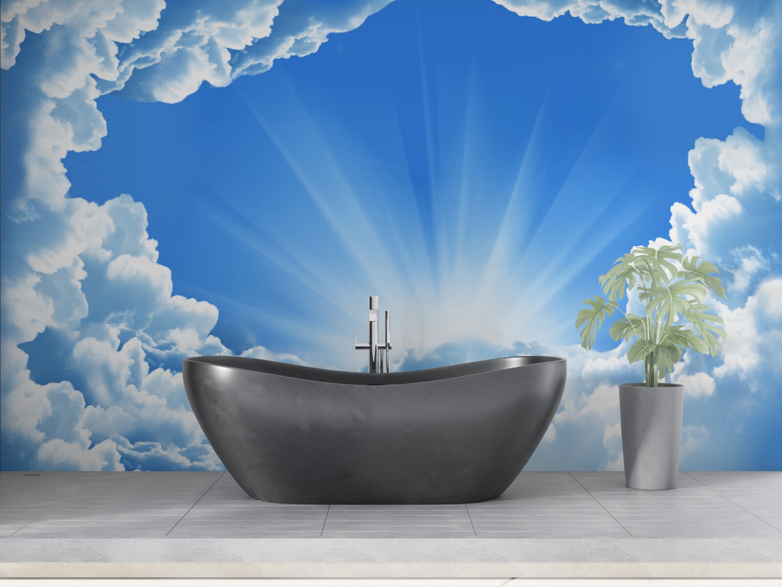 Fotobehang ochtendschemering achter de wolken