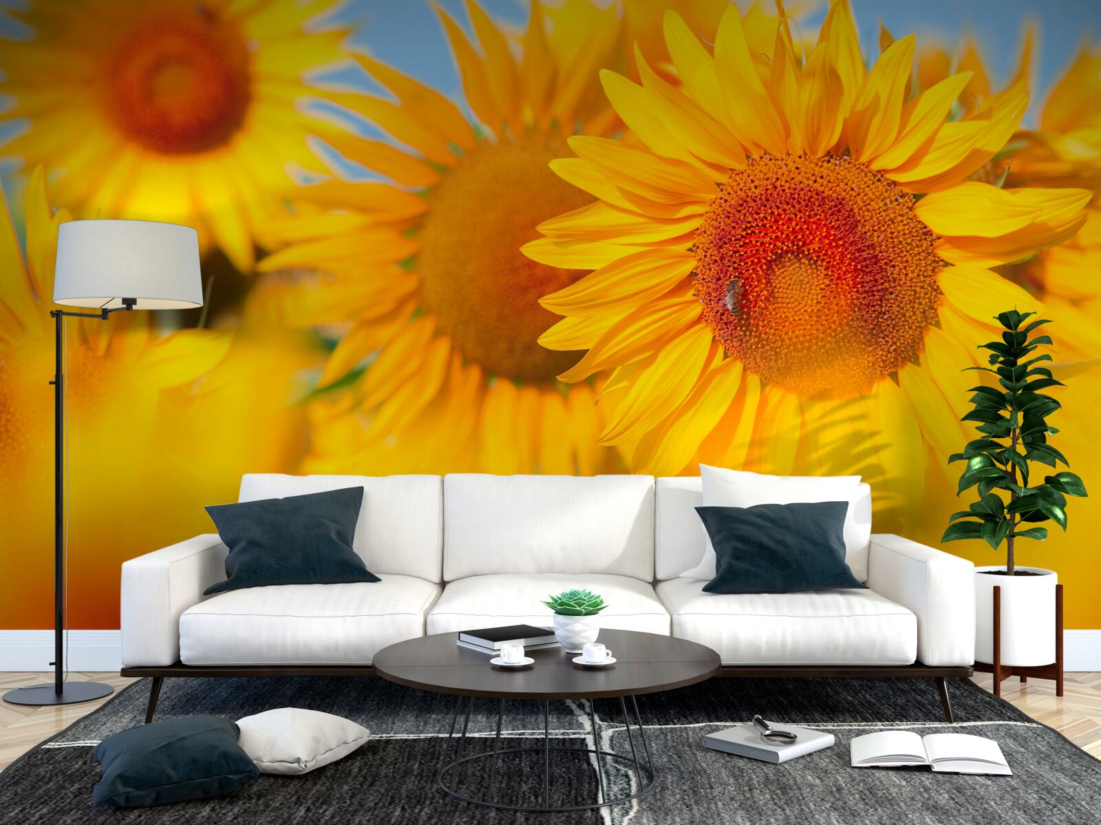 Fotobehang zonnebloemen onder de zon