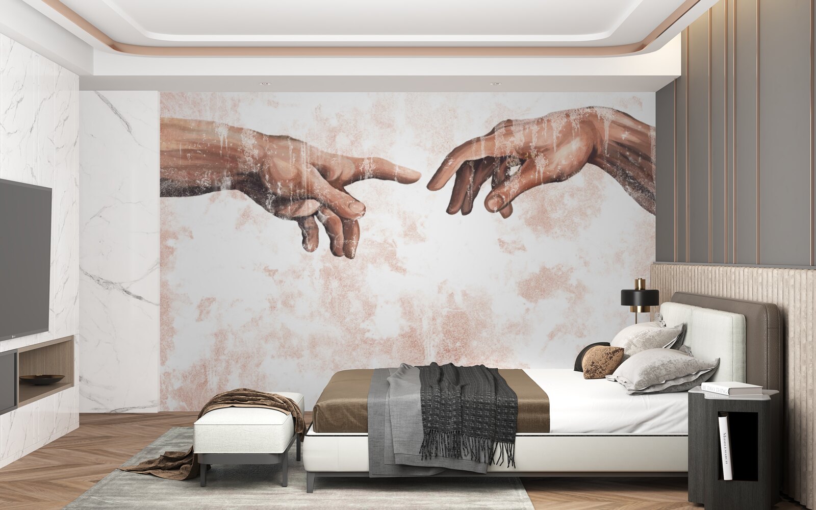 Fotobehang de handen van een man en een vrouw die samengevoegd zijn