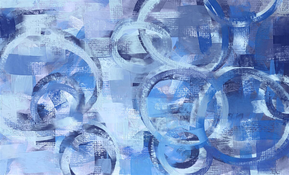 Fotobehang waterringen op een blauw oppervlak