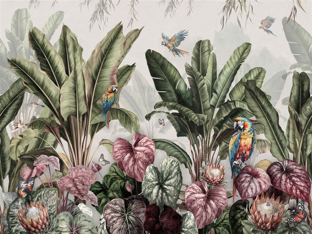 Fotobehang de beste groenten in de jungle en de papegaai