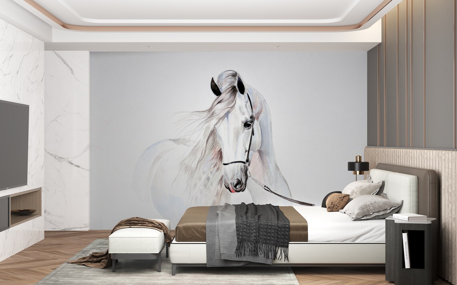 Fotobehang wit paard