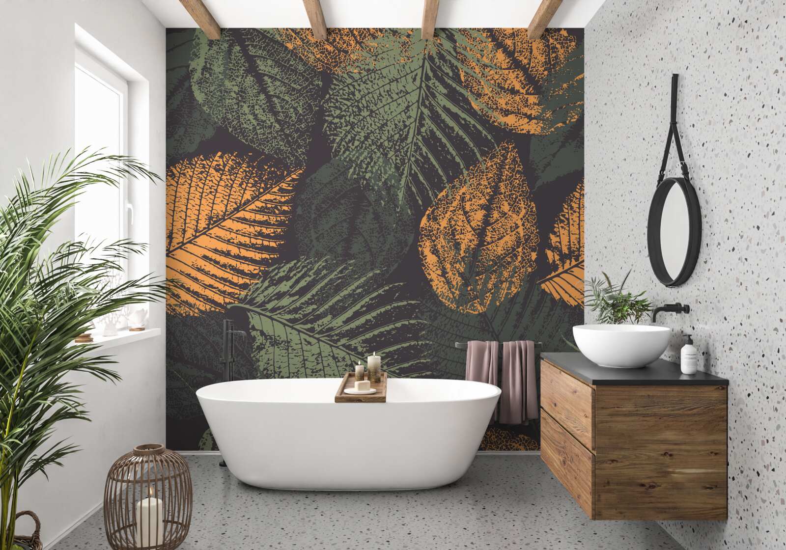 Fotobehang aquarellen met herfstbladeren