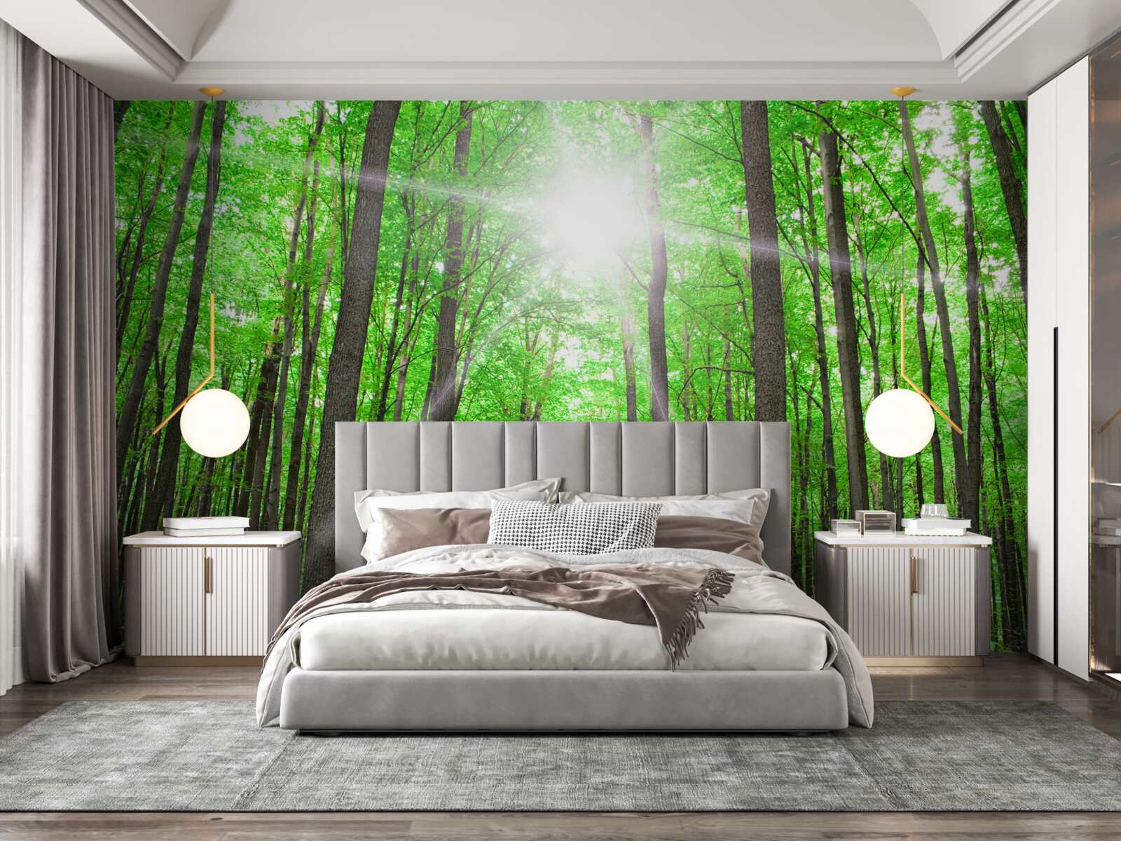 Fotobehang helder dakraam in het dichte groen van de bomen