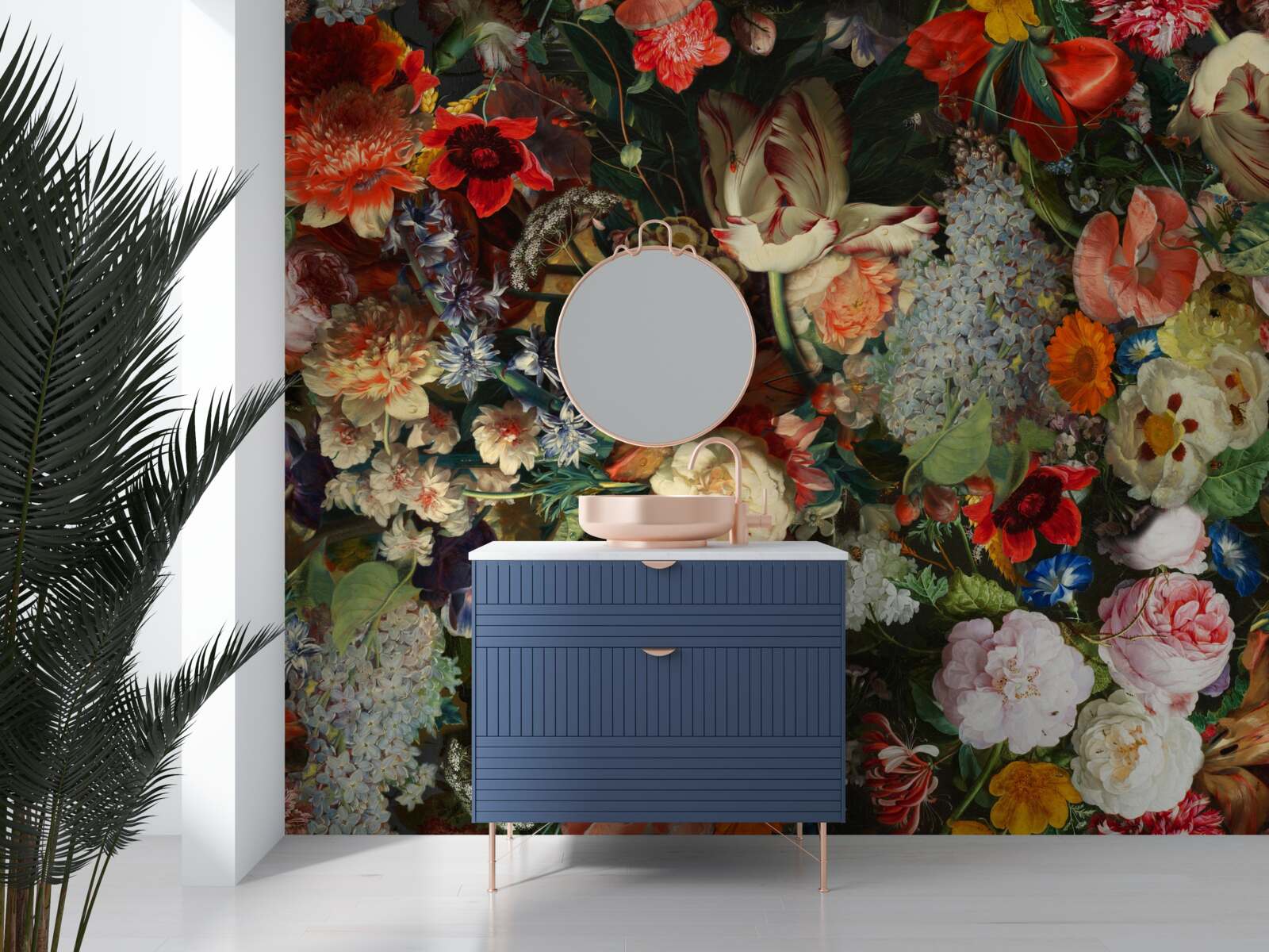 Fotobehang Levende seizoensbloemen in volle zomerbloei