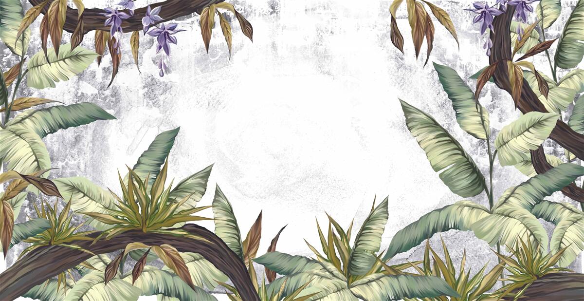 Fotobehang de bladeren van tropische flora zijn groen