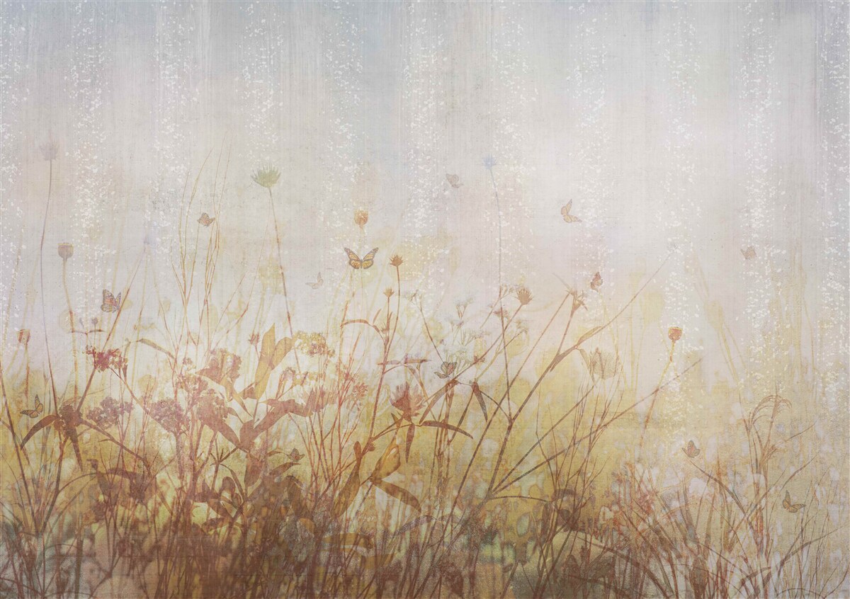 Fotobehang herfstveld bezaaid met weidebloemen