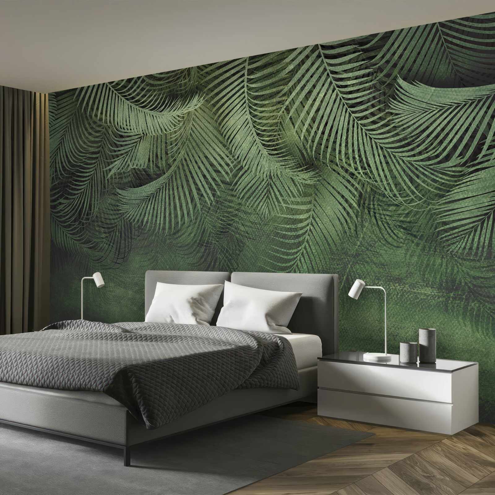 Fotobehang de bladeren van de avondpalm zijn dik