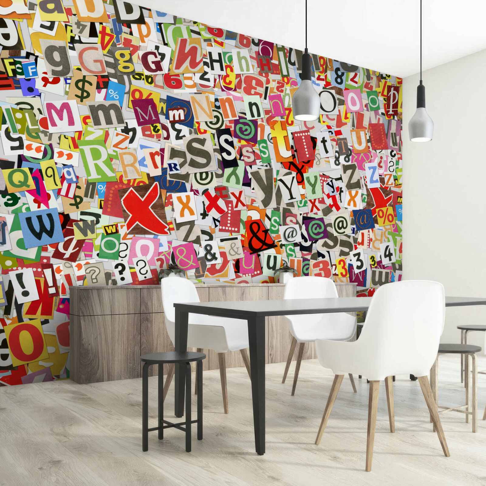 Fotobehang graffiti bevat veel letters en cijfers