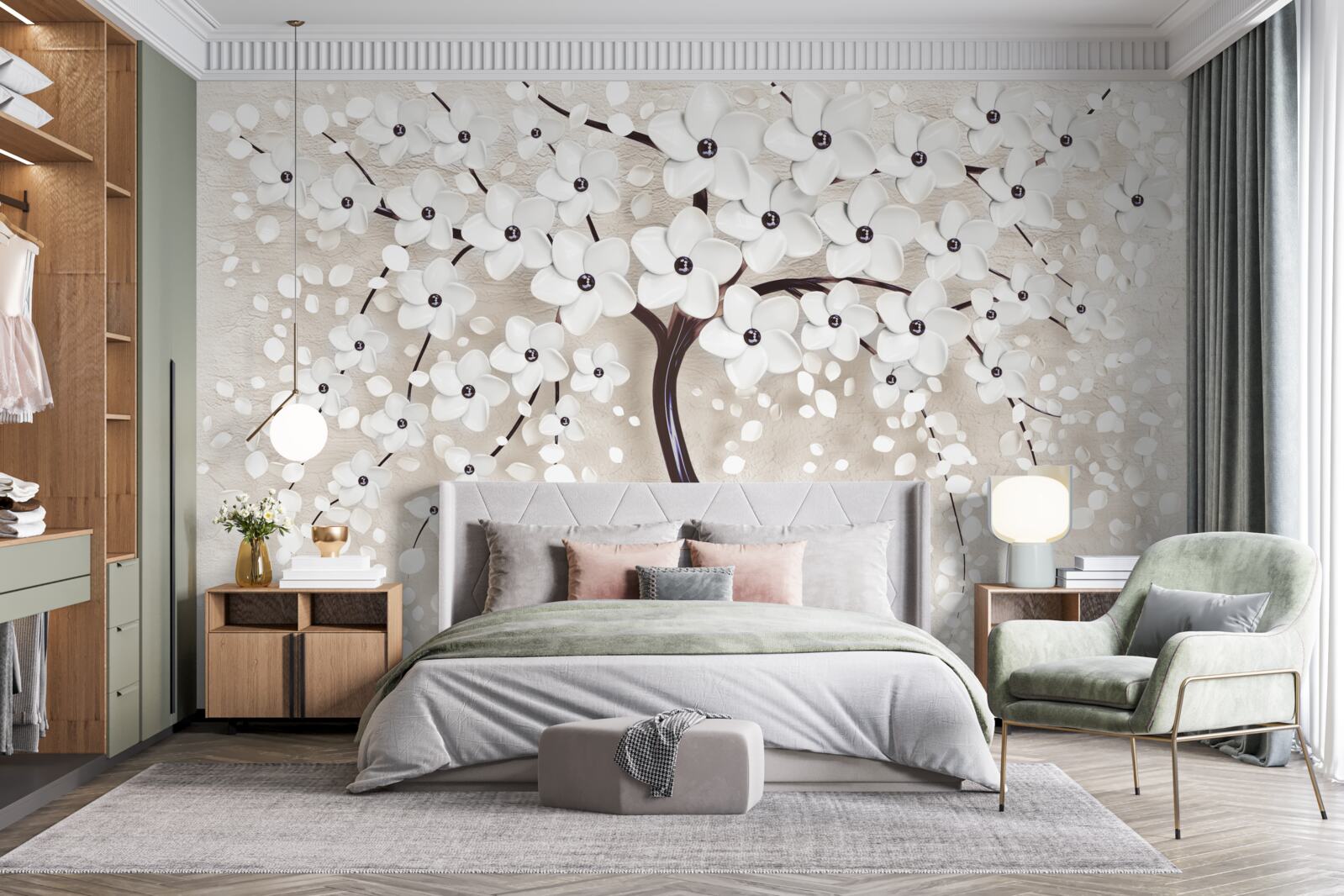 Fotobehang prachtige witte boom in volle bloei