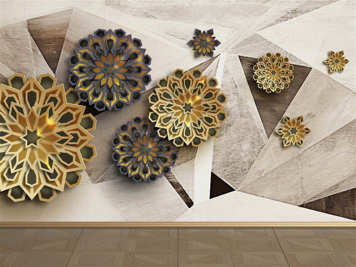 Fotobehang volumetrische bloemenabstracties