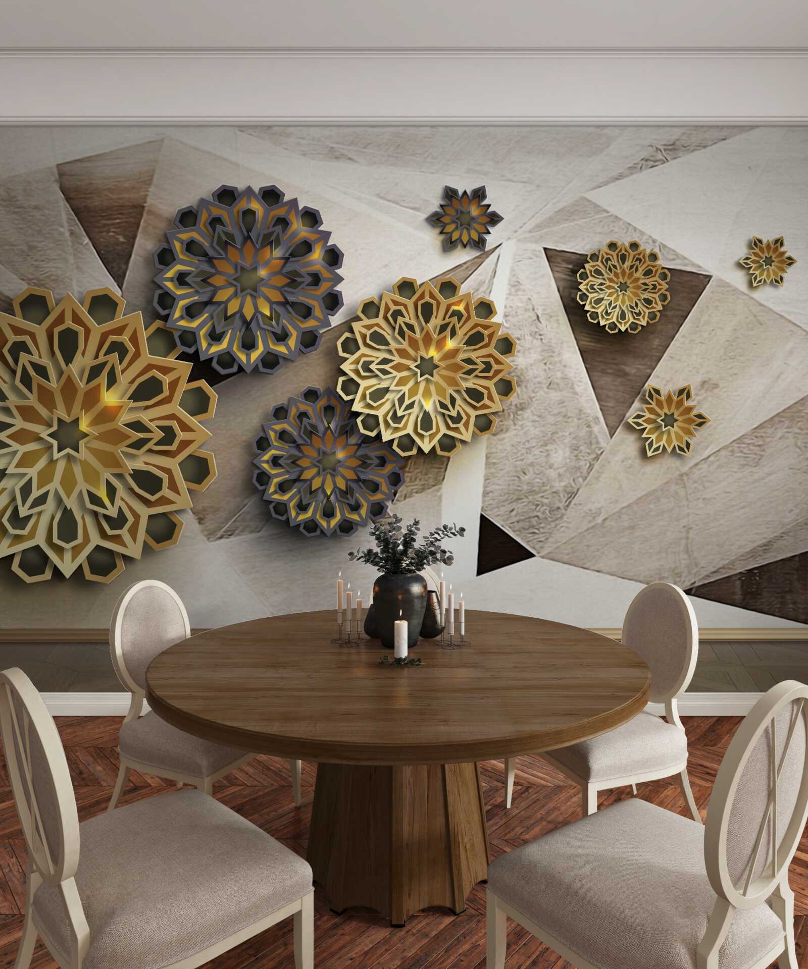 Fotobehang volumetrische bloemenabstracties