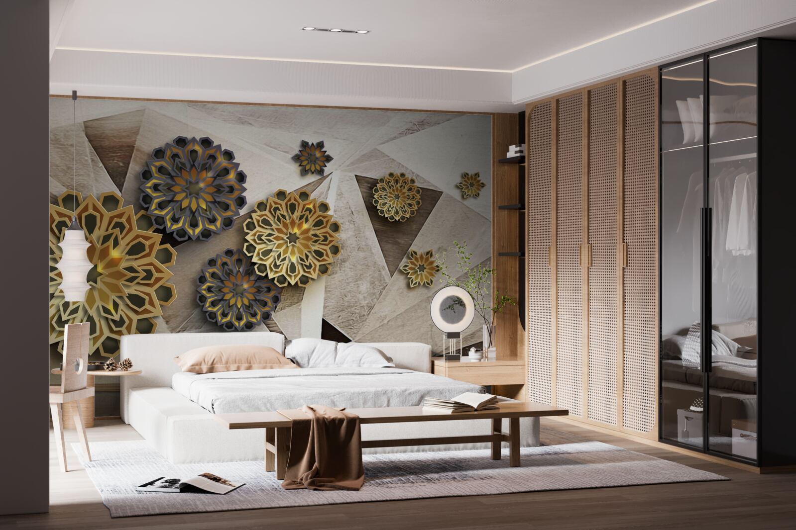 Fotobehang volumetrische bloemenabstracties