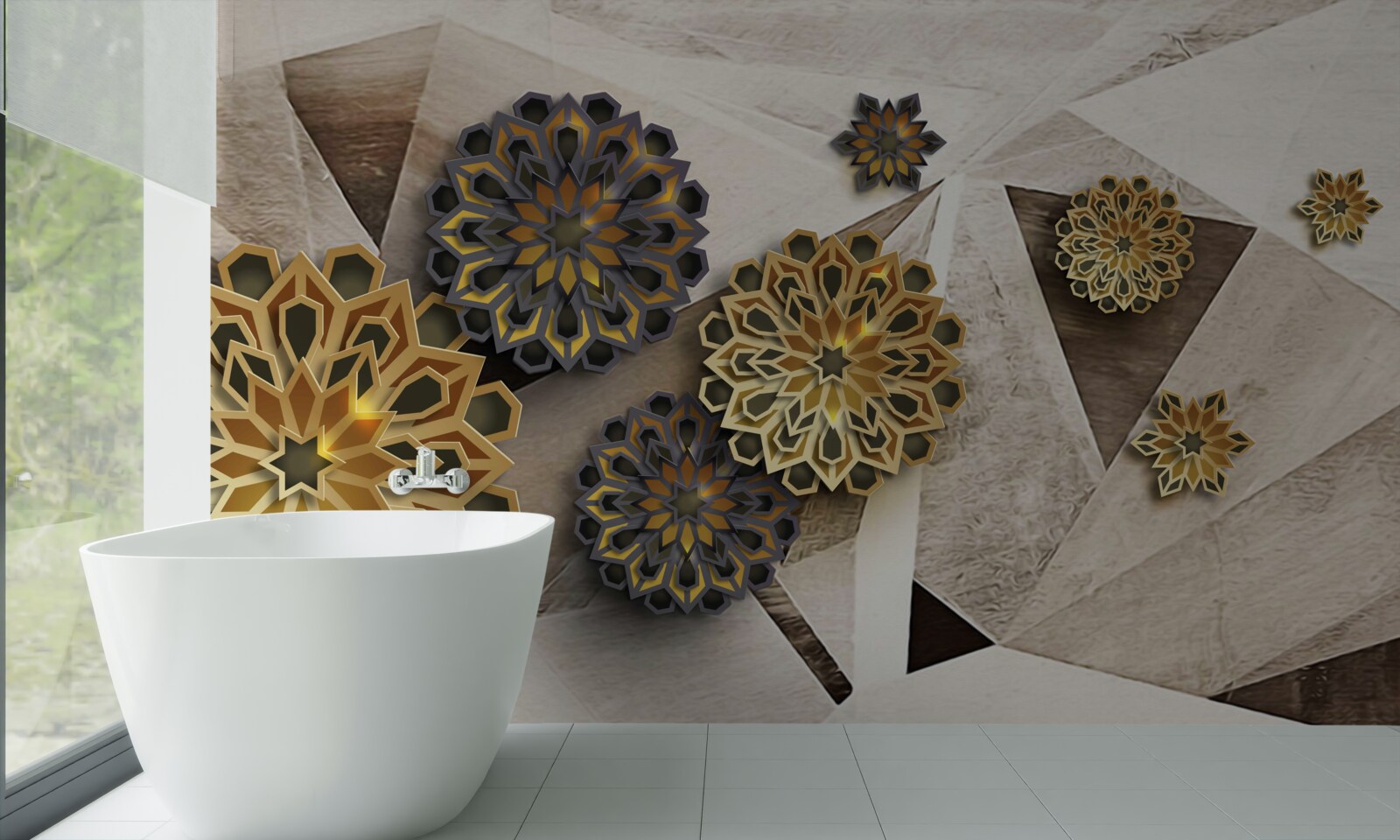 Fotobehang volumetrische bloemenabstracties