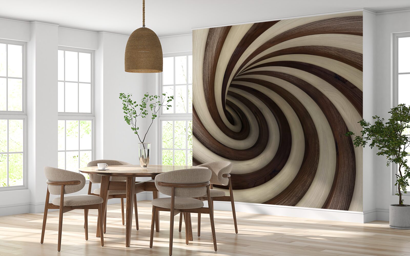 Fotobehang spiraaltunnel van chocolade