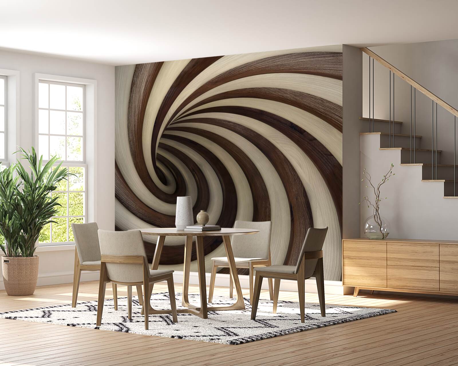 Fotobehang spiraaltunnel van chocolade