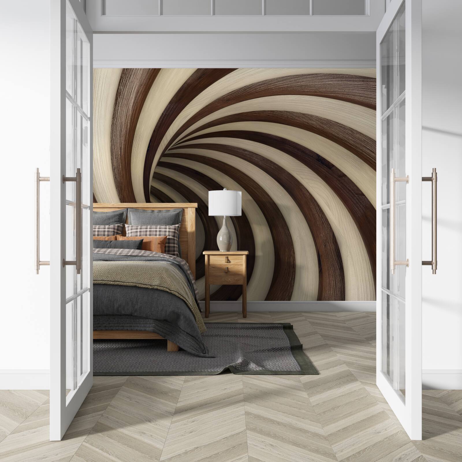 Fotobehang spiraaltunnel van chocolade