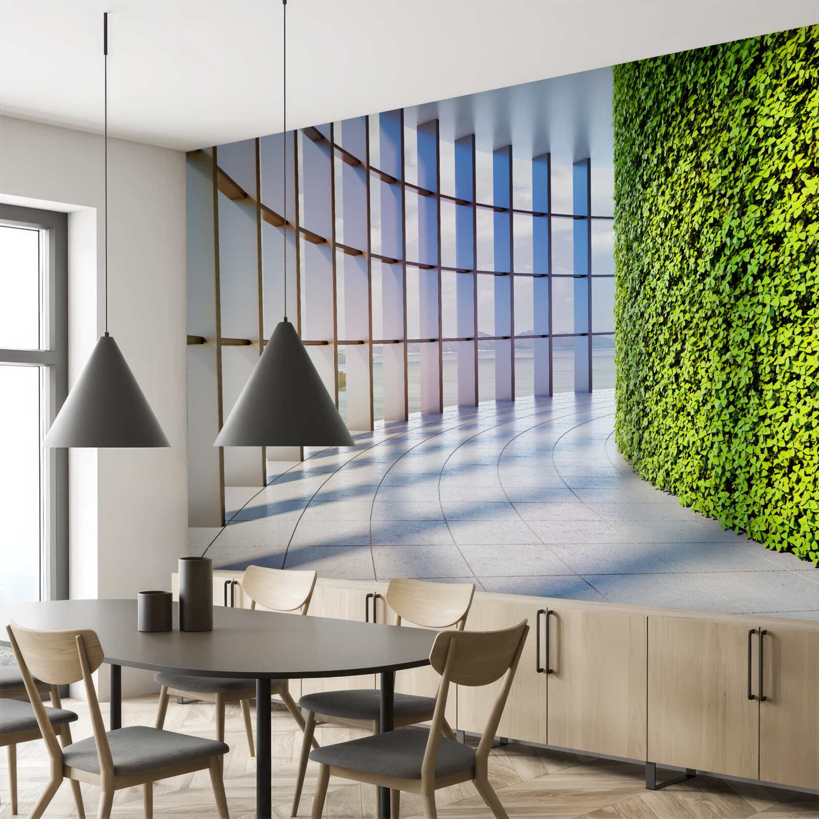 Fotobehang kantoorgebouw met groene muur