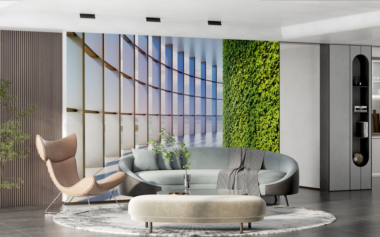 Fotobehang kantoorgebouw met groene muur