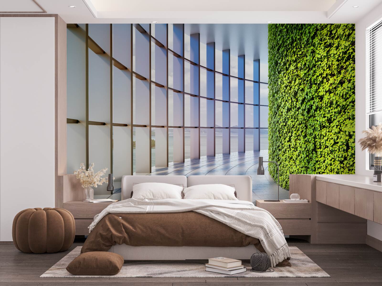 Fotobehang kantoorgebouw met groene muur