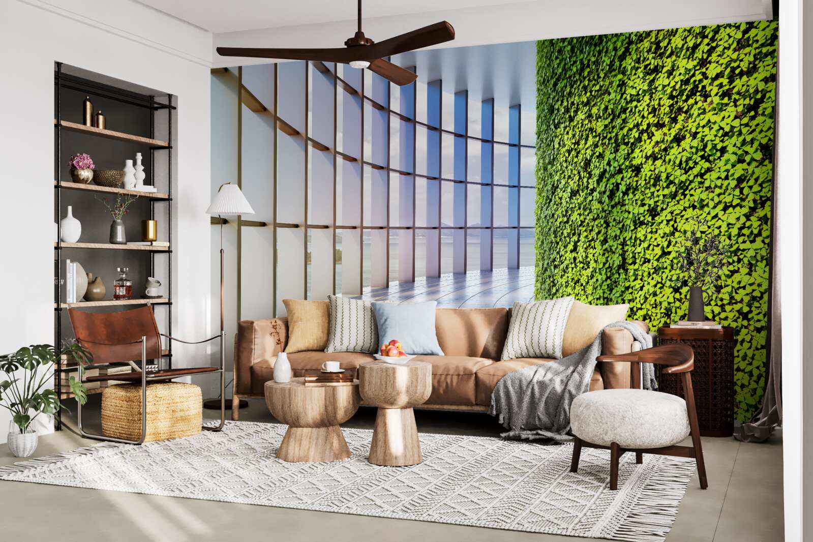 Fotobehang kantoorgebouw met groene muur