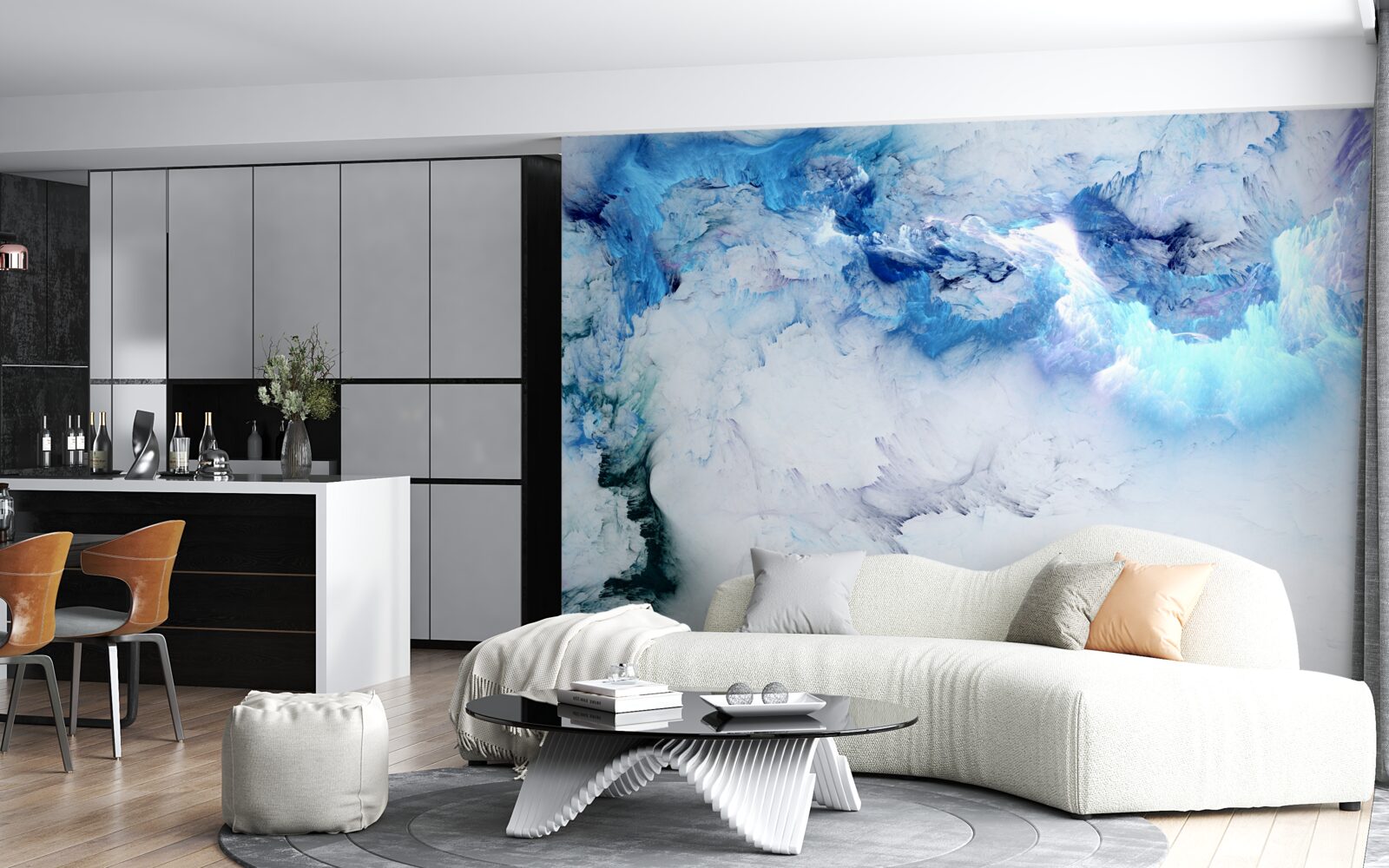 Fotobehang schilderachtige abstracte achtergrond van gekleurde vloeistof