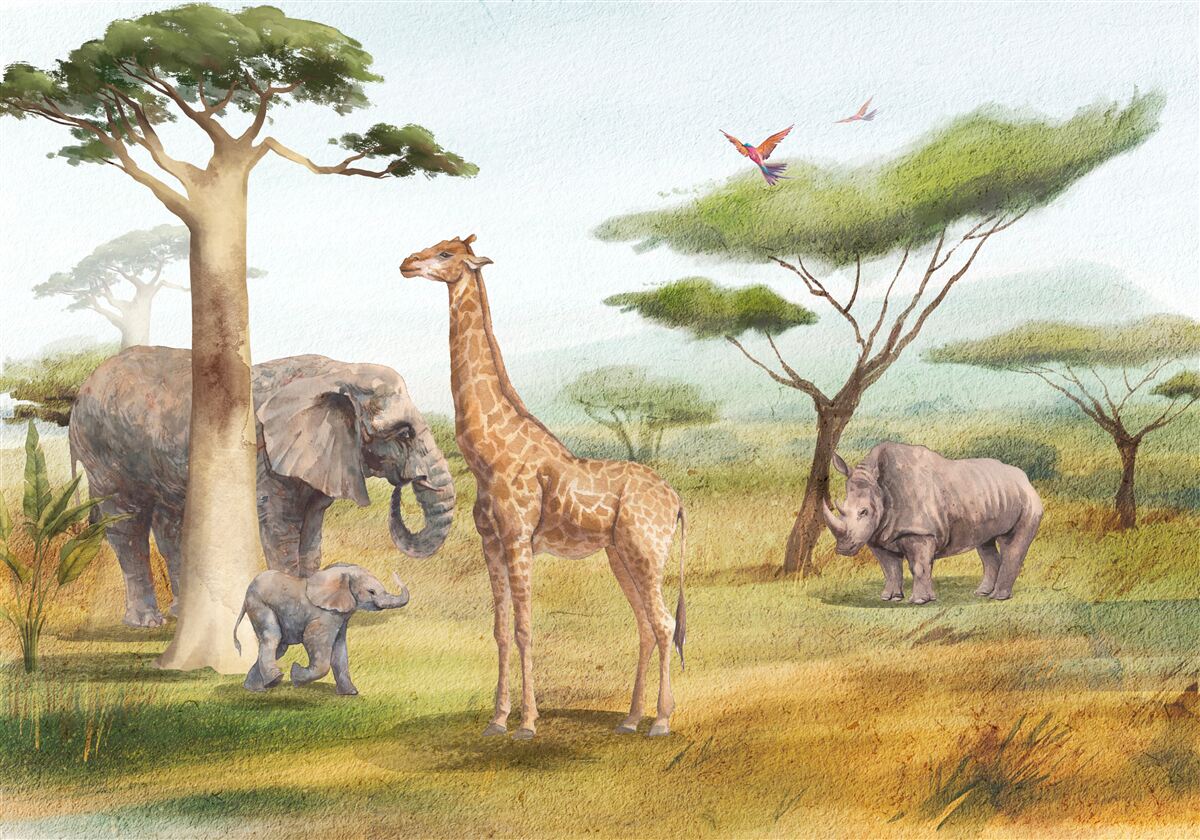 Fotobehang afrikaanse dieren op safari