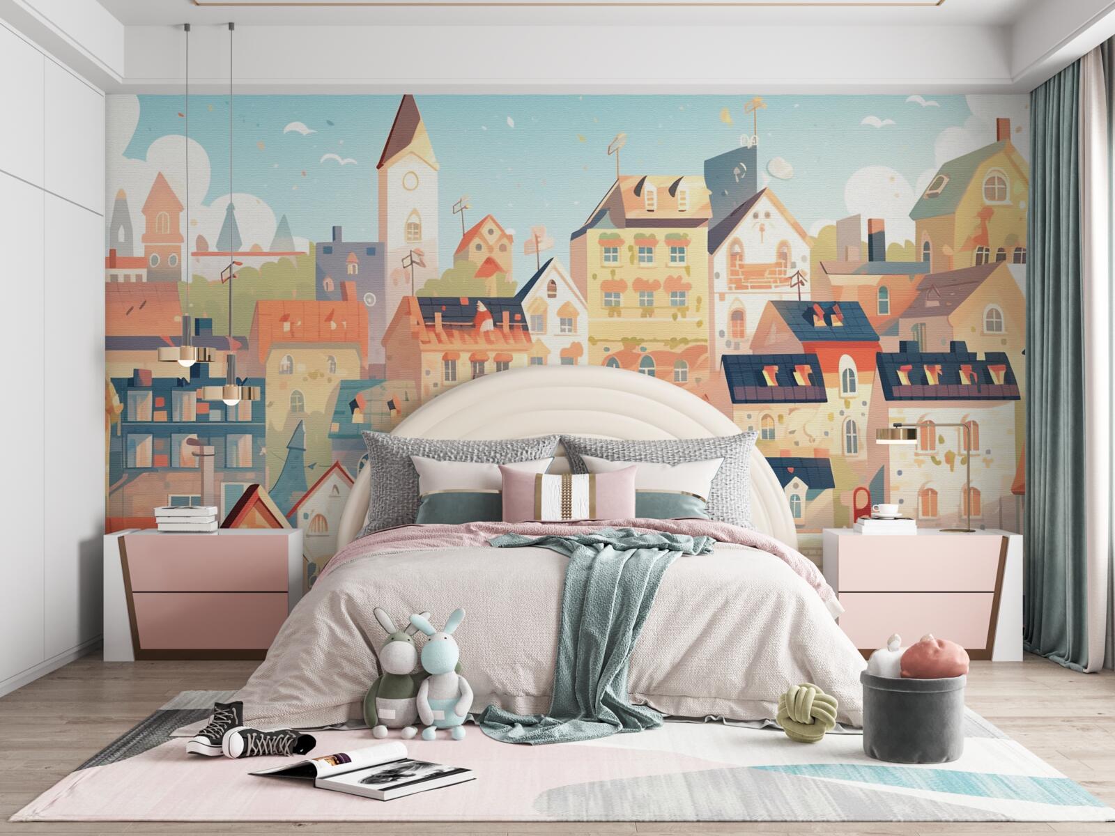 Fotobehang daken van stedelijke huizen