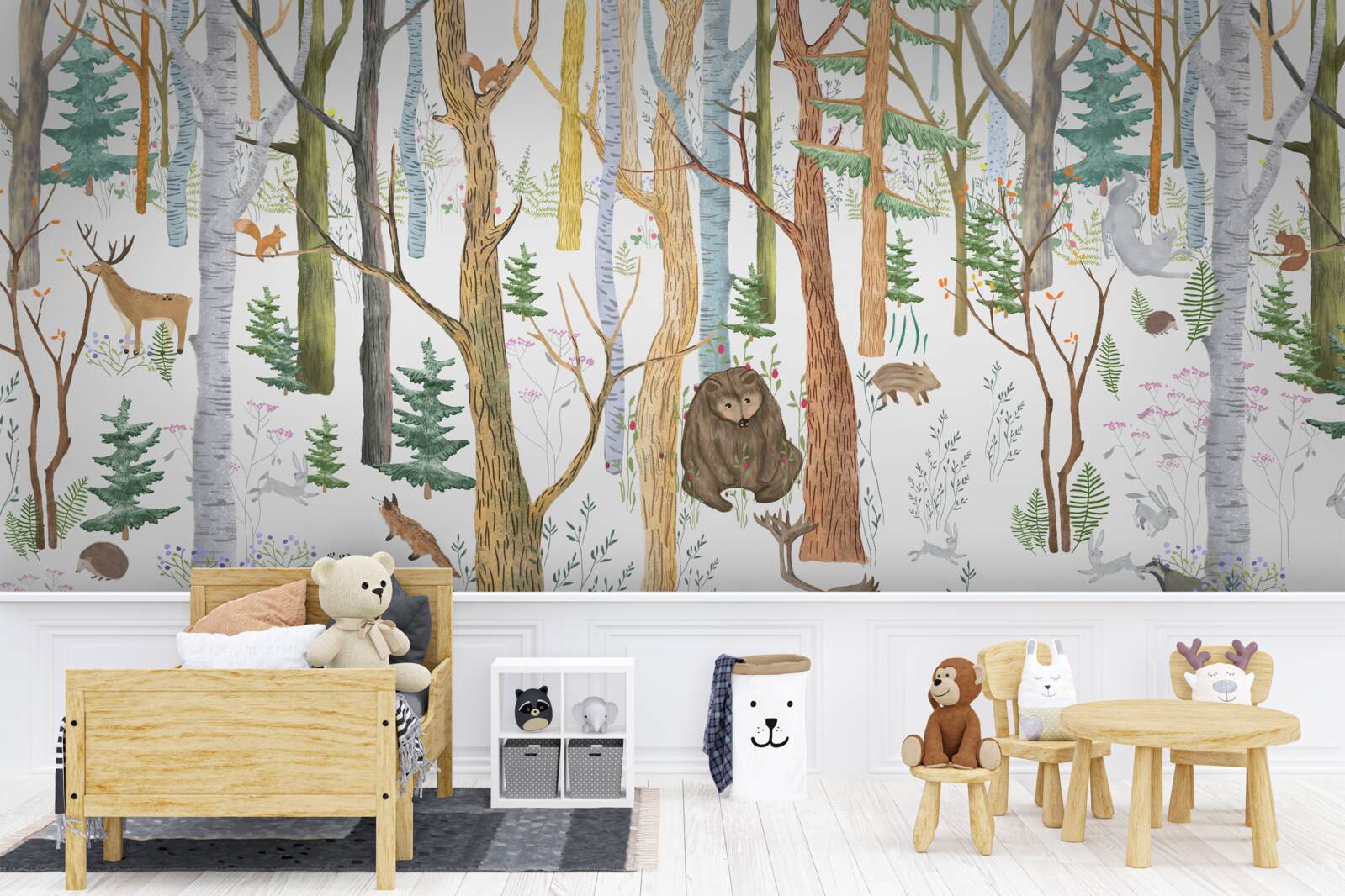 Fotobehang dieren lopen door het bos