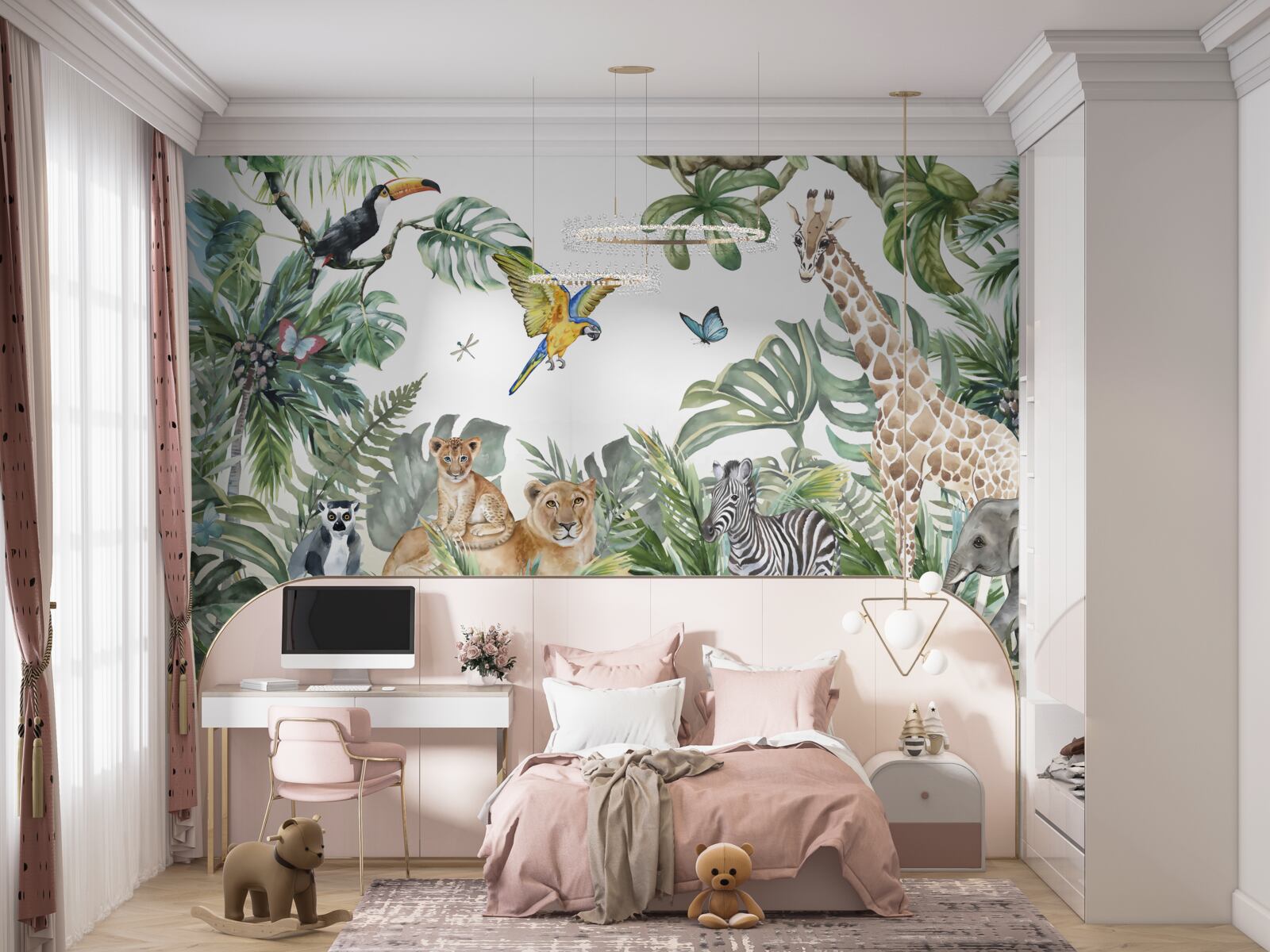 Fotobehang verschillende dieren zwerven door de tropen
