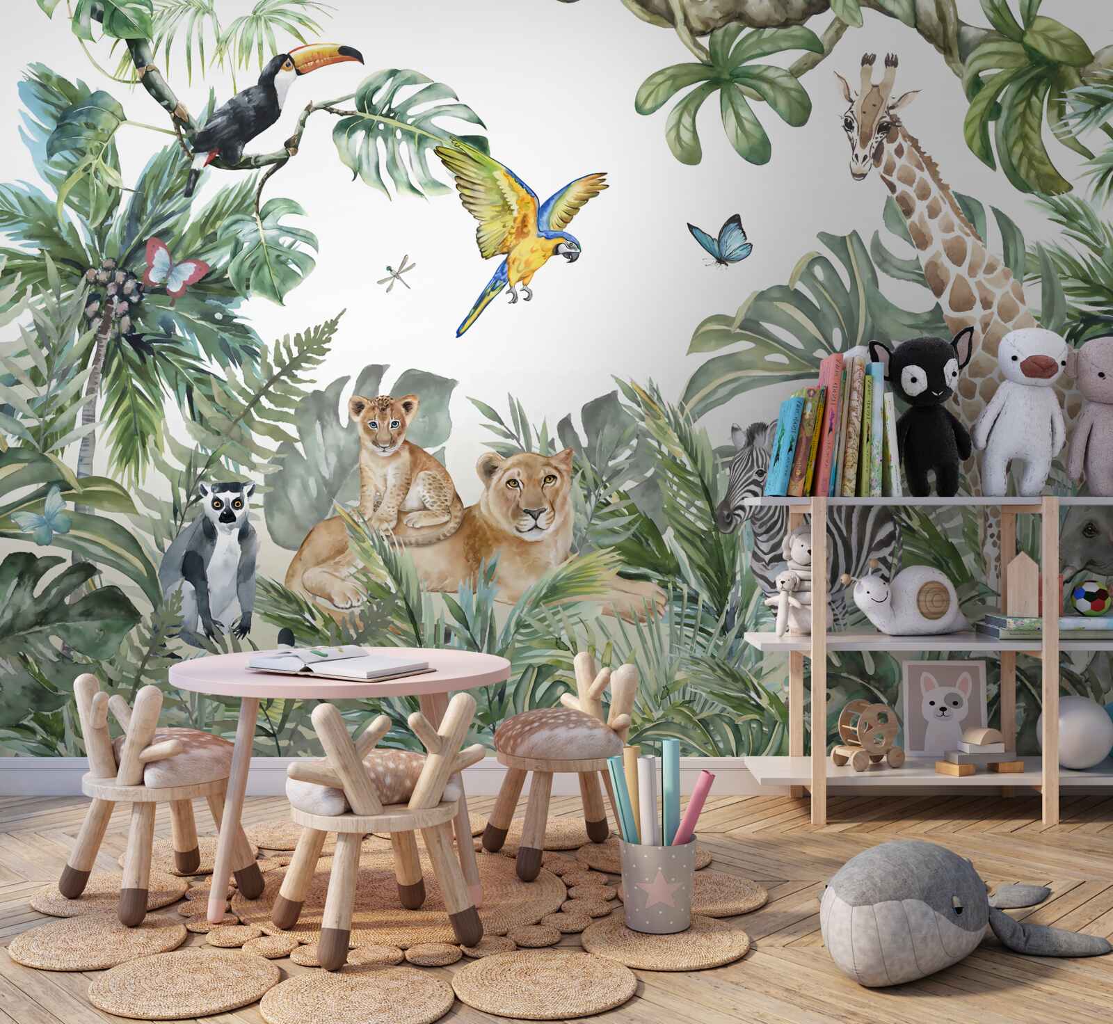 Fotobehang verschillende dieren zwerven door de tropen