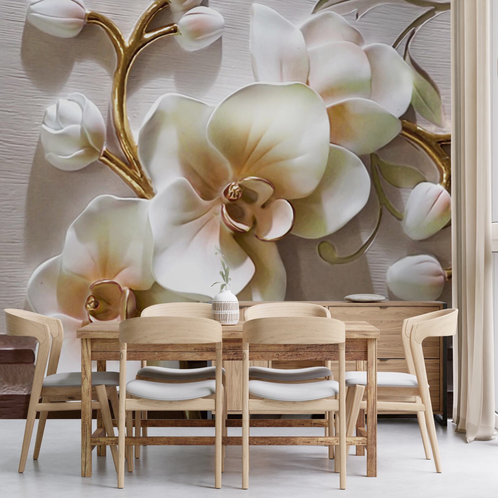 Fotobehang prachtige takken van een sneeuwwitte orchidee