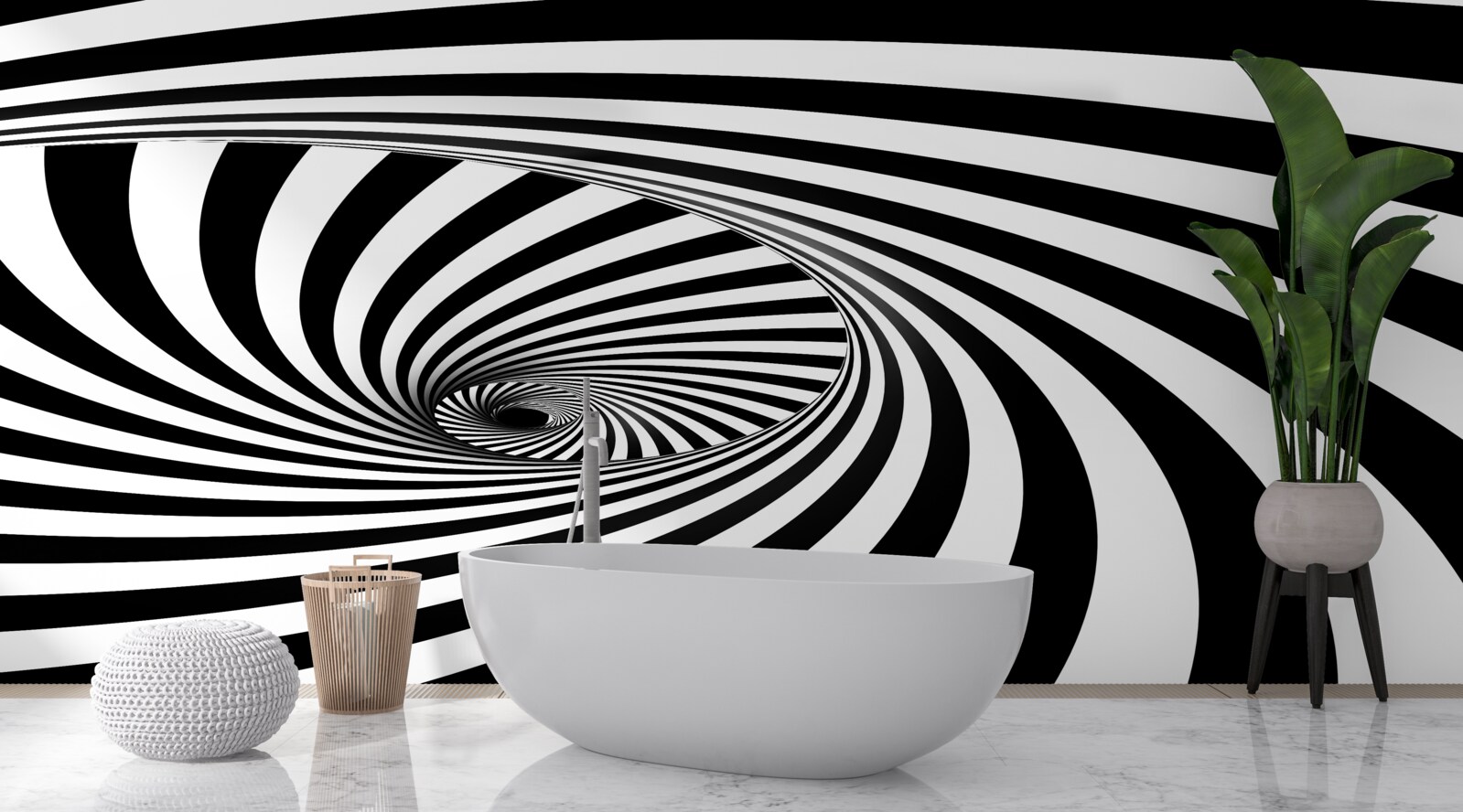 Fotobehang vortex absorbeert strepen wit en zwart
