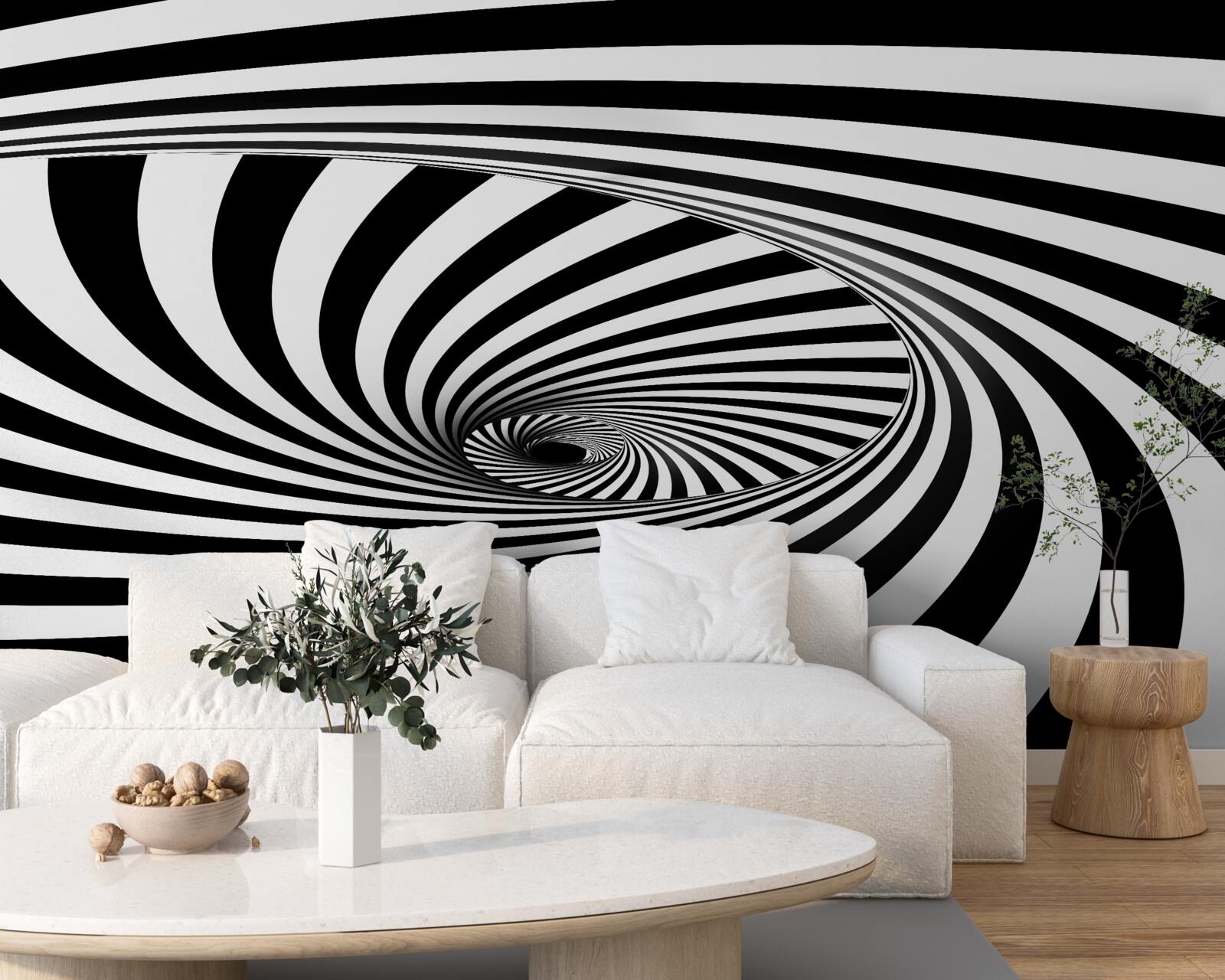 Fotobehang vortex absorbeert strepen wit en zwart