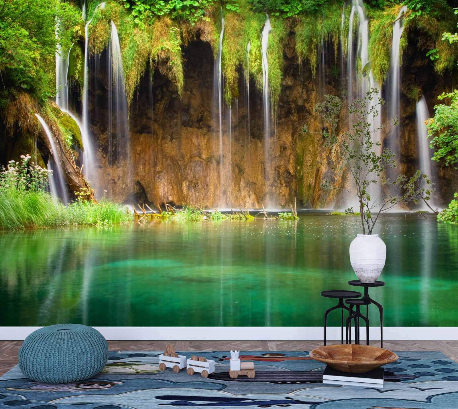 Fotobehang een mooie waterval in de bergen