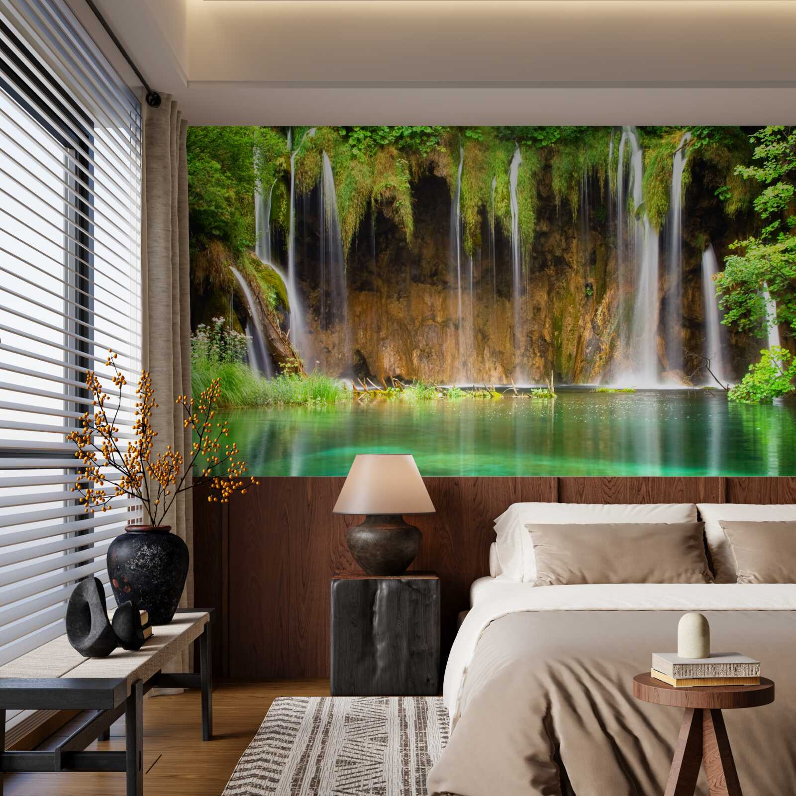 Fotobehang een mooie waterval in de bergen