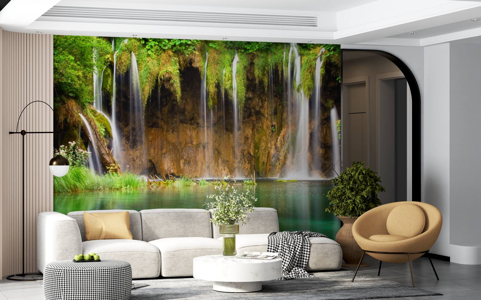Fotobehang een mooie waterval in de bergen