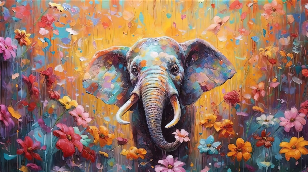 Fotobehang kleurrijke olifant