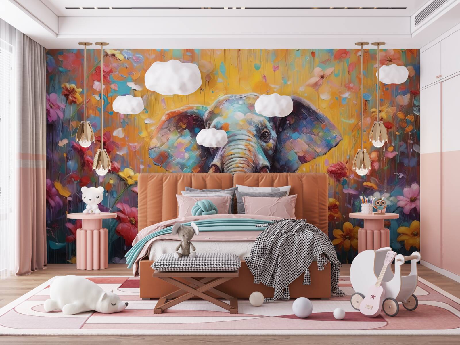 Fotobehang kleurrijke olifant