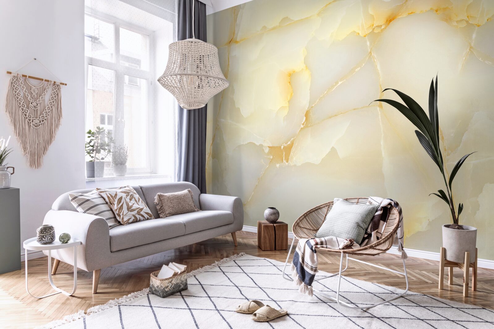 Fotobehang fijn marmer met een gouden tint