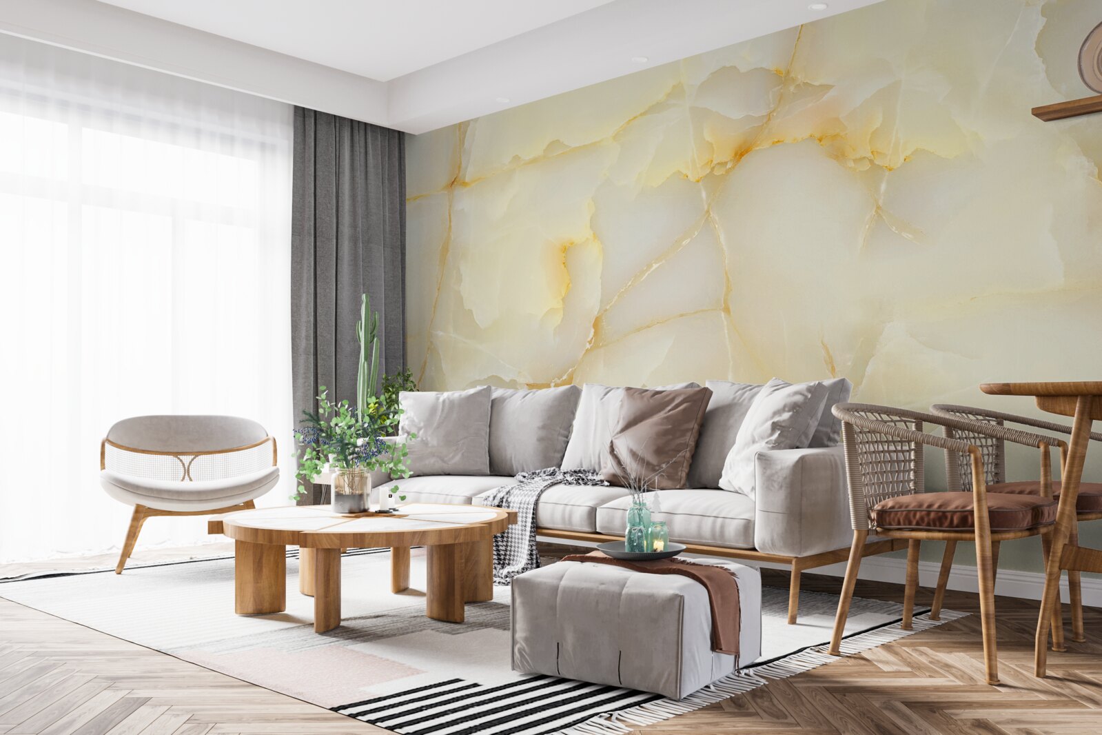 Fotobehang fijn marmer met een gouden tint