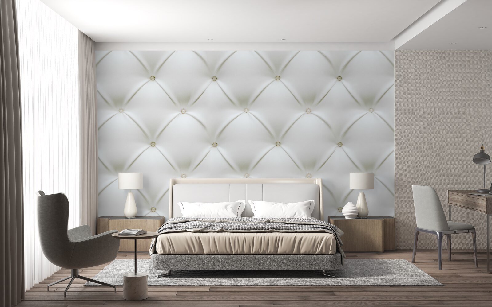 Fotobehang Textuur met gouden parels in een driedimensionaal ontwerp