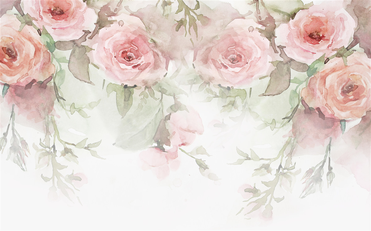 Fotobehang grote, roze bloemen hangen